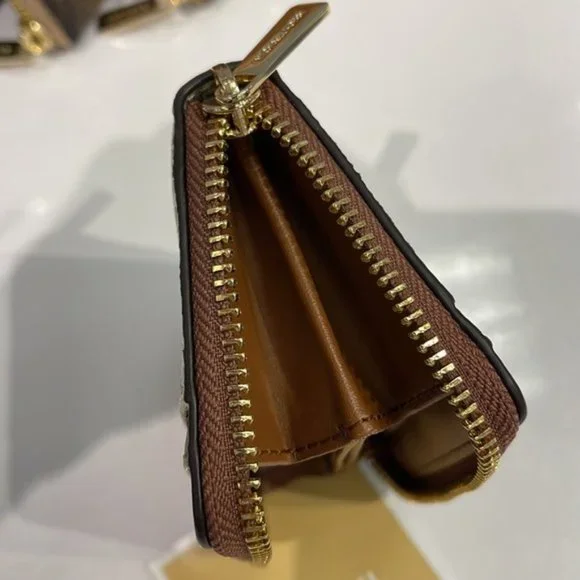 Michael Kors Jet Set Travel Medium Zip Around Card Case Vanilla - Picture 7 of 16